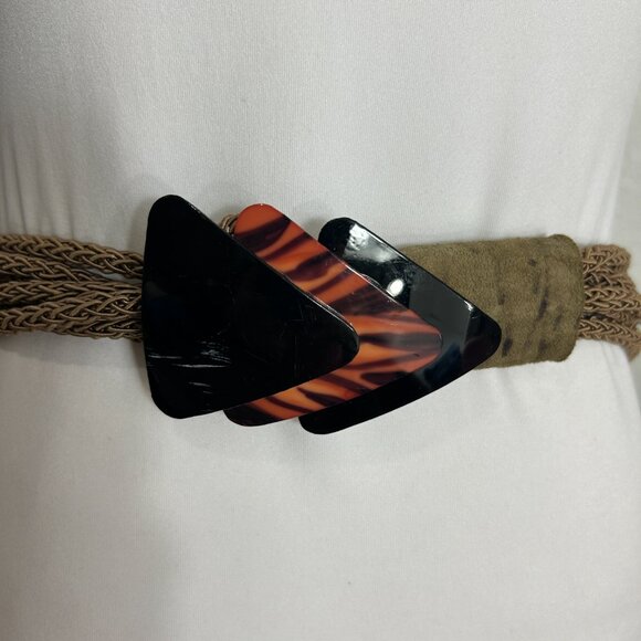 Vtg Carolyn Tanner Designs Belt Woven Braided Cord Plastic Triangle Buckle Retro main image 6